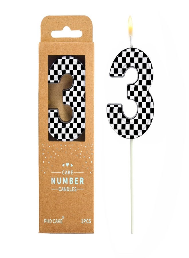 PHD CAKE 2.76 Inch Number 3 Racing Birthday Candles, Cool Racing Themed Number Candles, Cake Number Candles, Party Celebration, Style Candle - Image 1